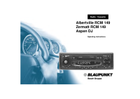 Blaupunkt Zermatt-RCM-149 - Owners Manual